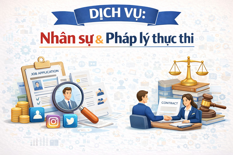 <p style="text-align: center;"><strong>Dịch vụ: Nh&acirc;n sự & Ph&aacute;p l&yacute; thực thi</strong></p>